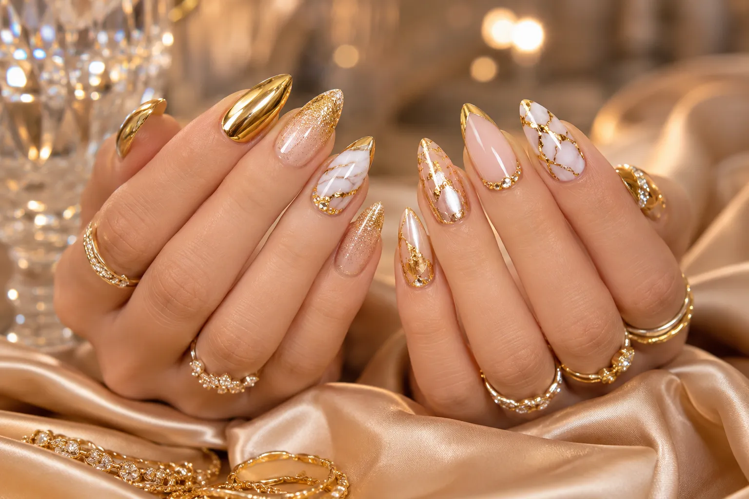 Gold Prom Nails