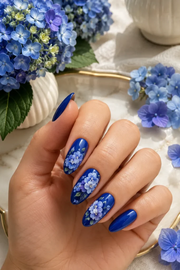 Blue Almond Nails