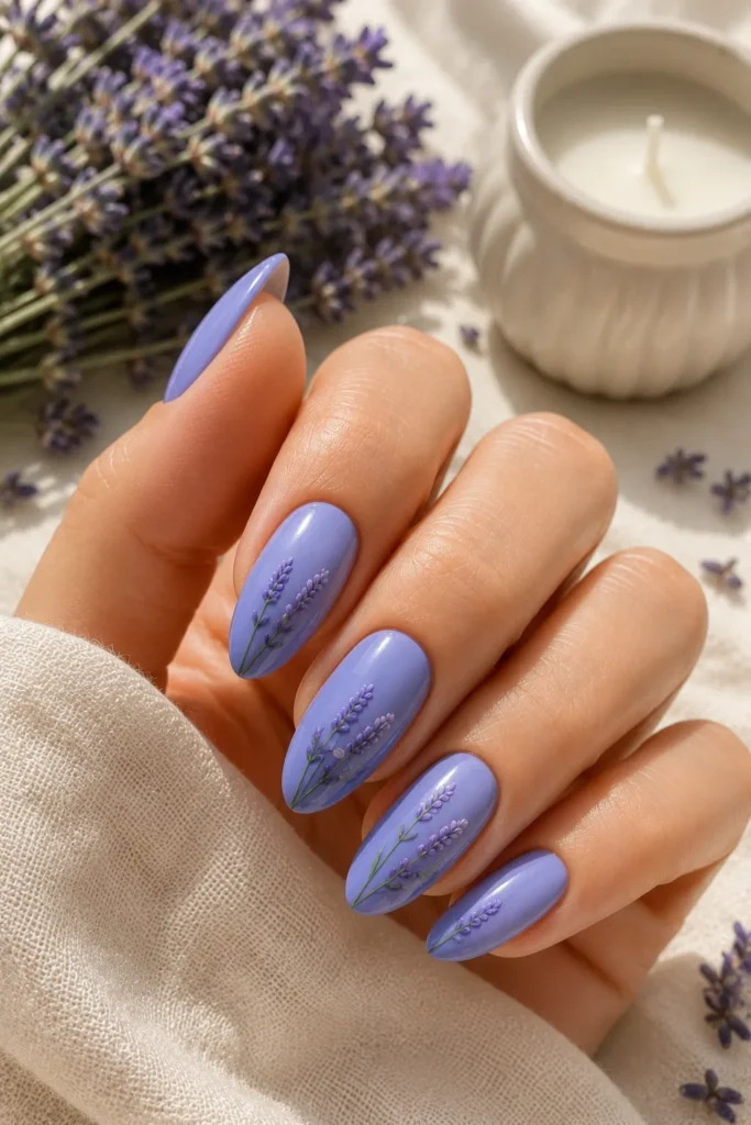 Blue Almond Nails