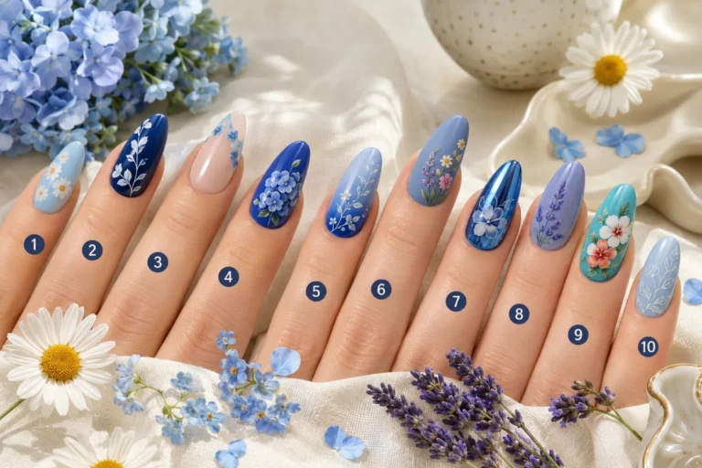 Blue Almond Nails