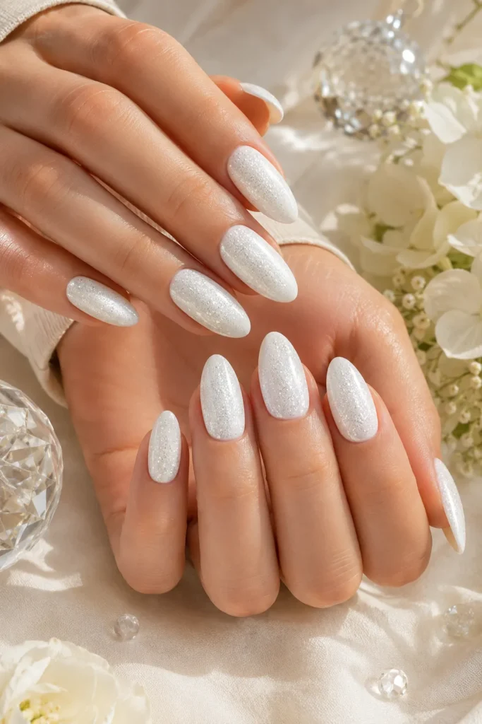 White Glitter Nails