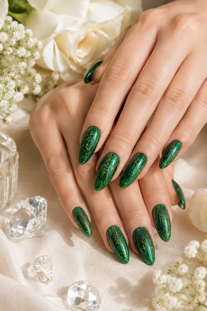 Green Sparkly Nails