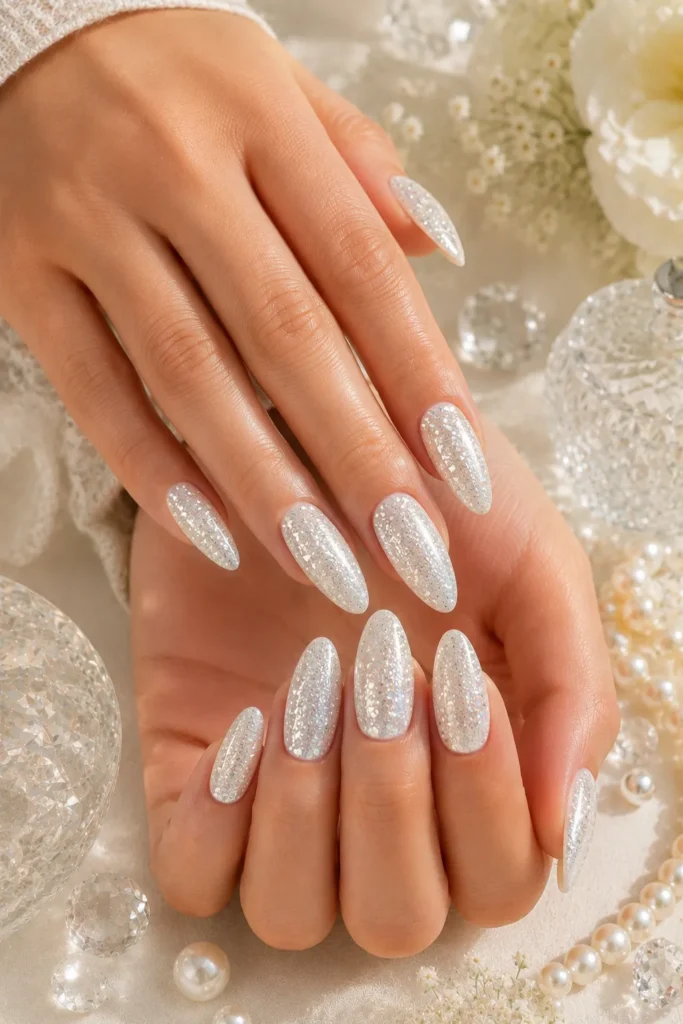 White Glitter Nails