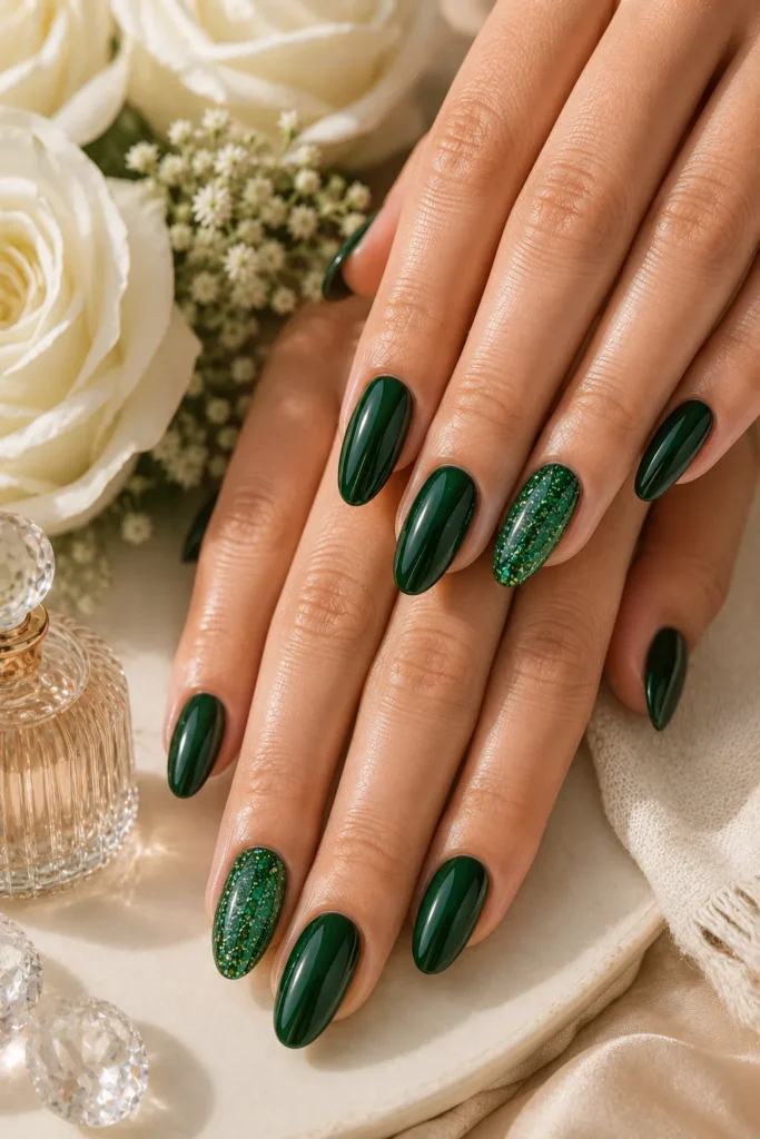 Green Sparkly Nails