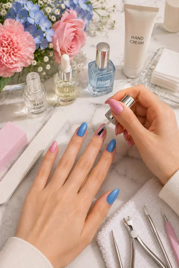 Pink and Blue Nails