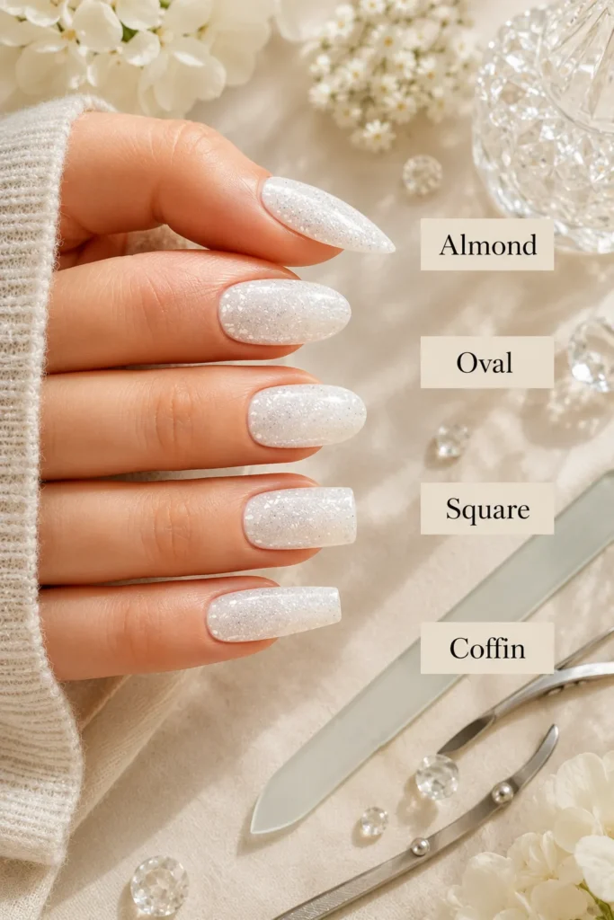 White Glitter Nails