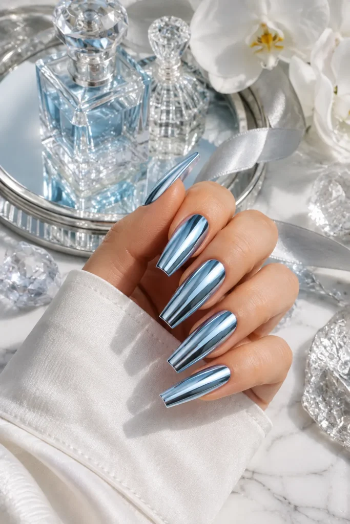 Icy Blue Nails