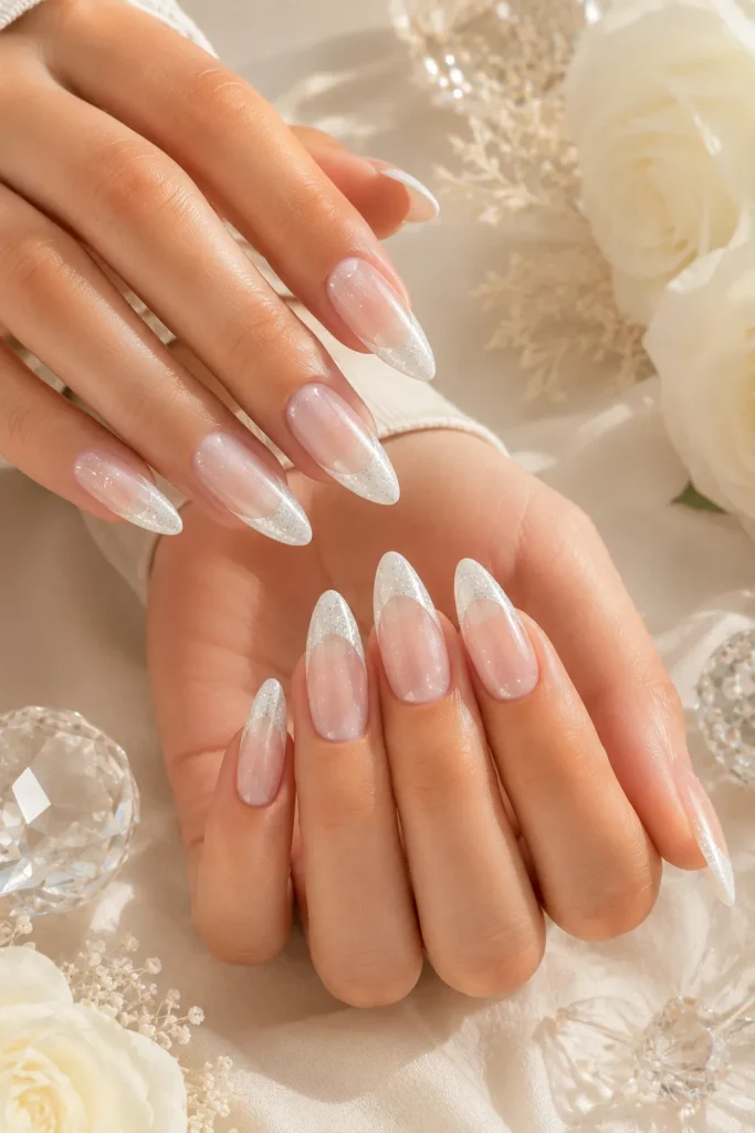 White Glitter Nails