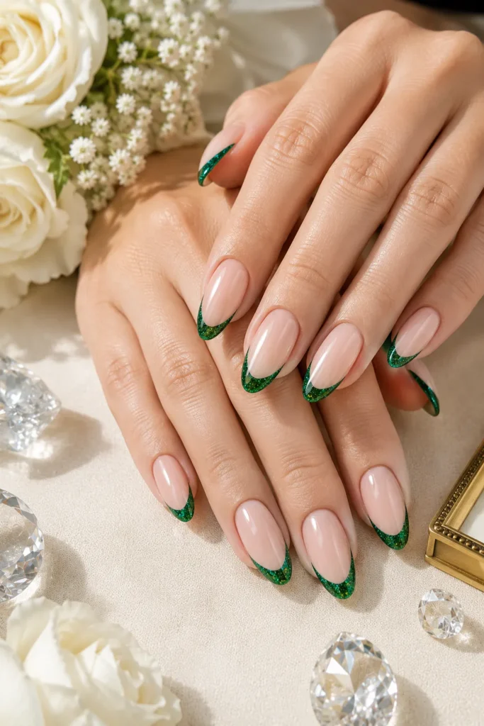 Green Sparkly Nails
