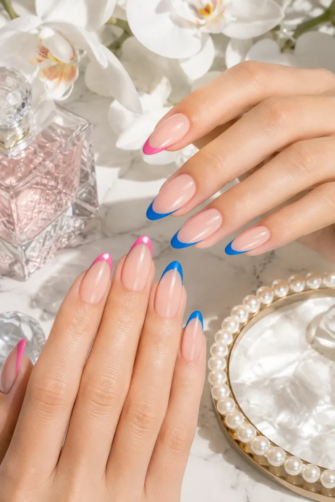 Pink and Blue Nails