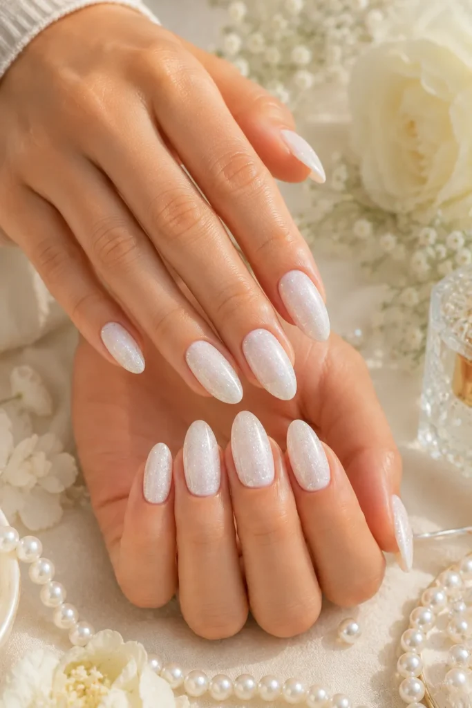 White Glitter Nails