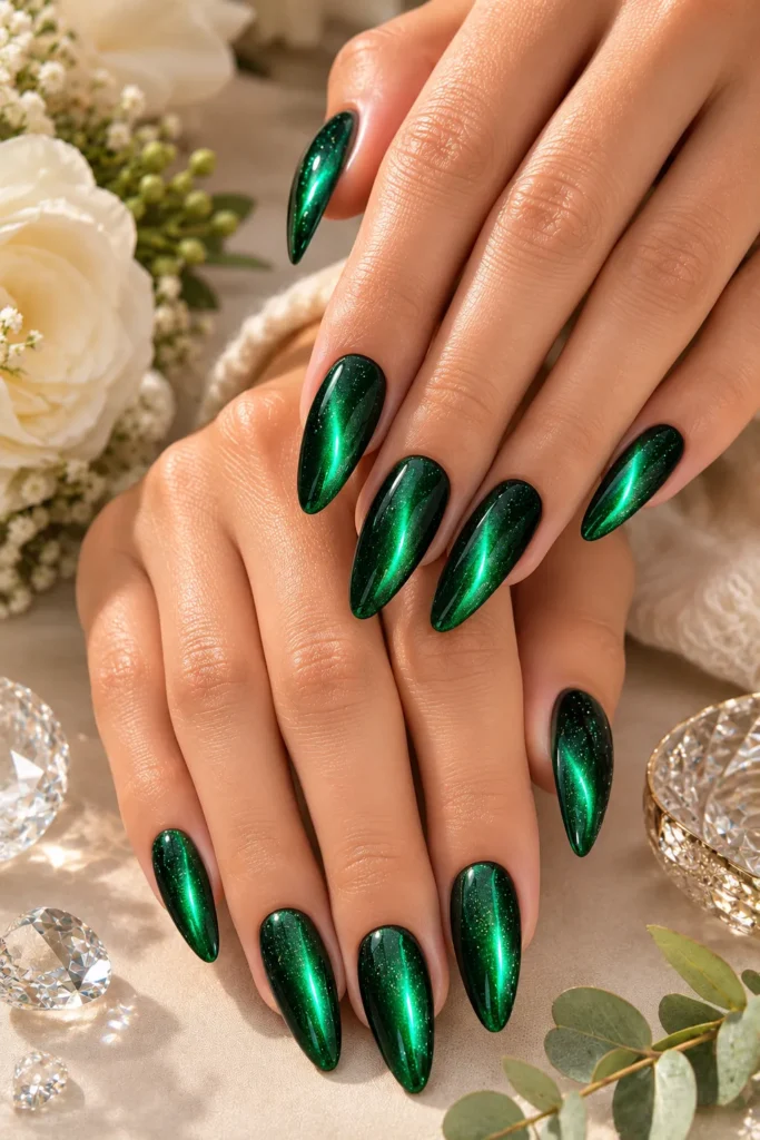 Green Sparkly Nails