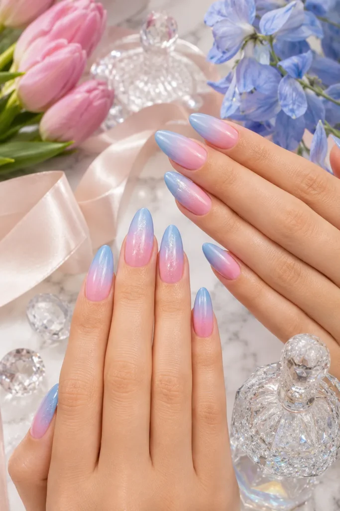 Pink and Blue Nails