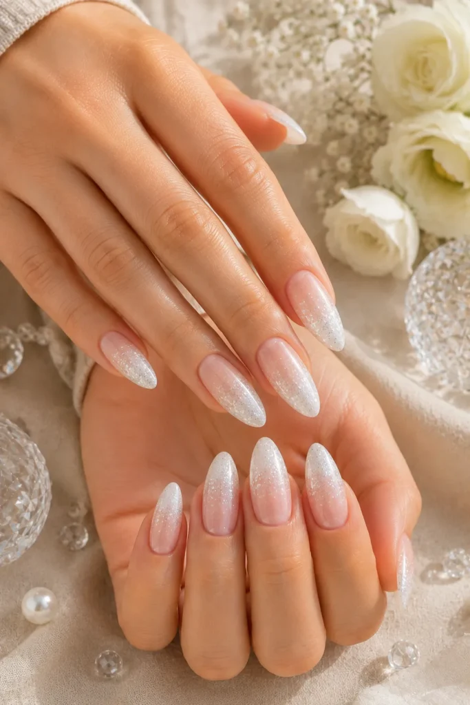 White Glitter Nails