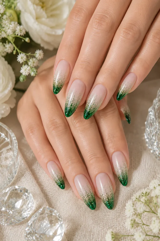Green Sparkly Nails