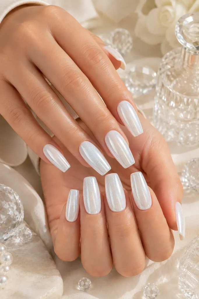 White Glitter Nails