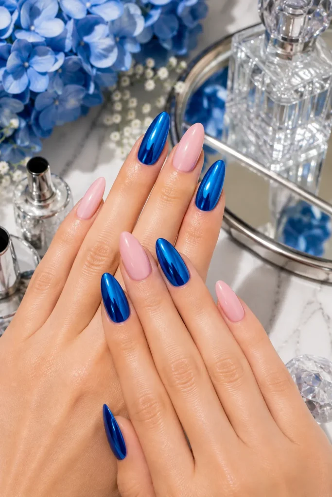 Pink and Blue Nails