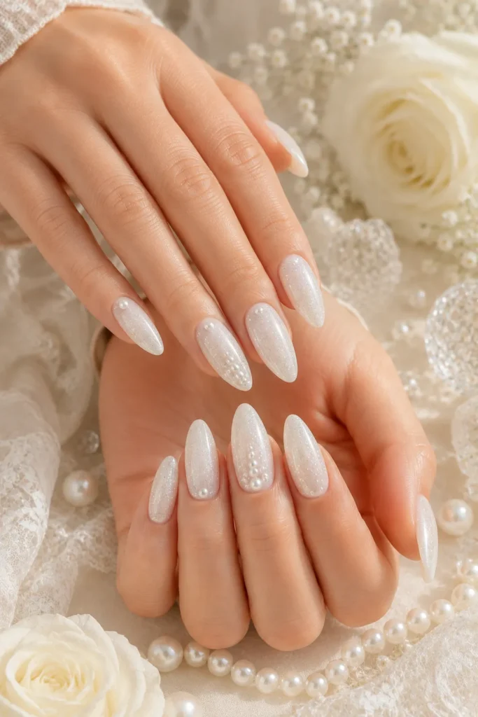 White Glitter Nails