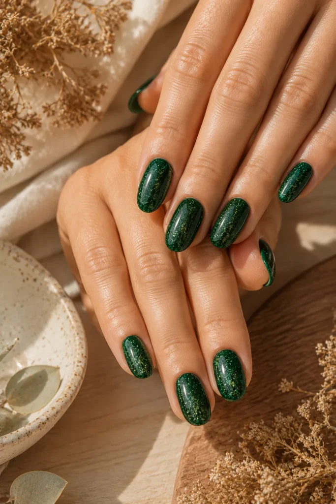 Green Sparkly Nails