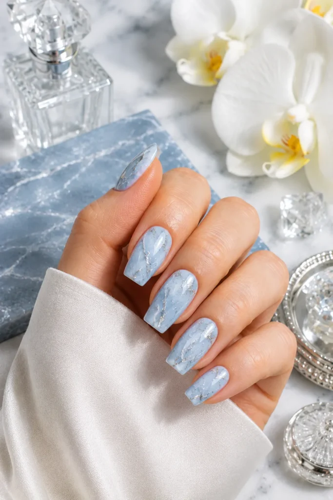 Icy Blue Nails