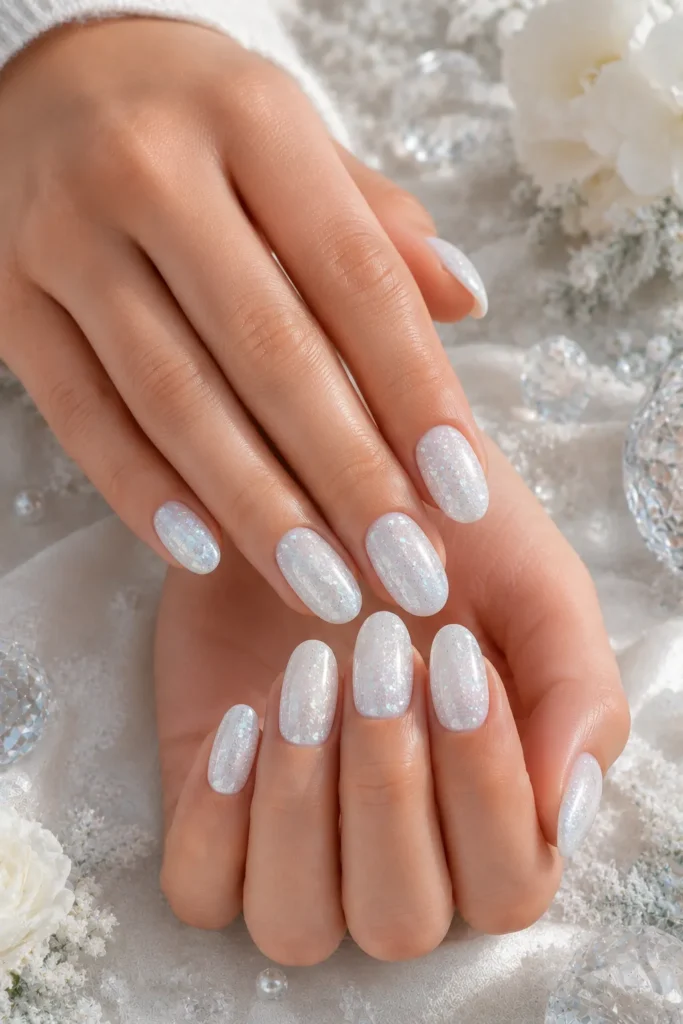 White Glitter Nails