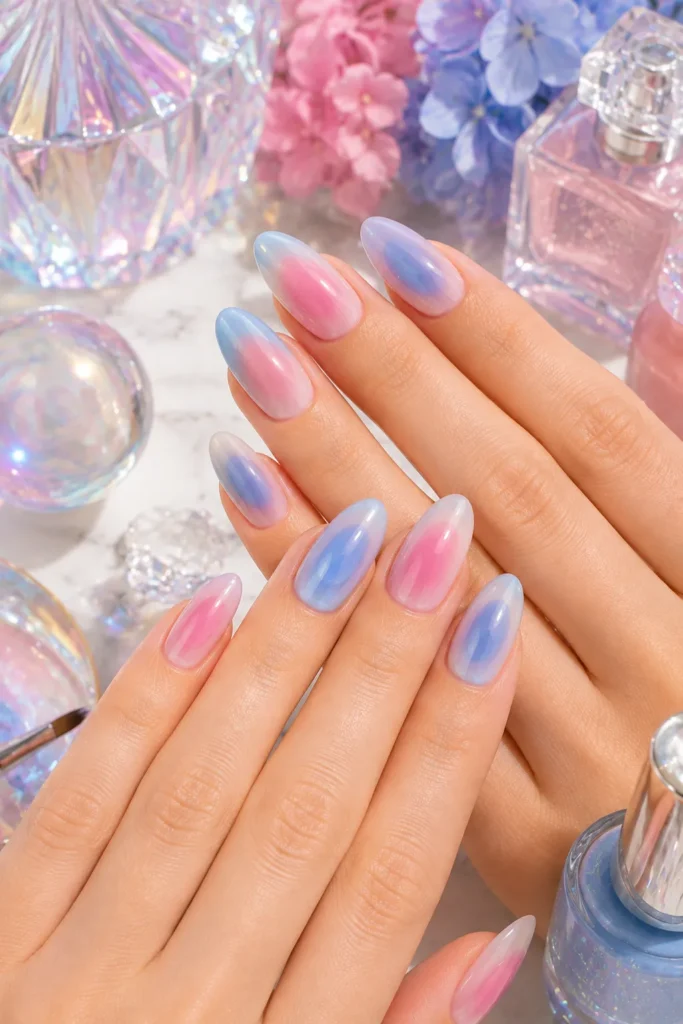 Pink and Blue Nails