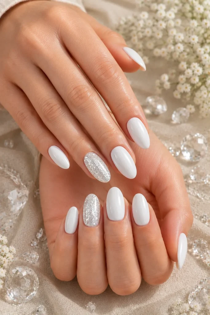 White Glitter Nails