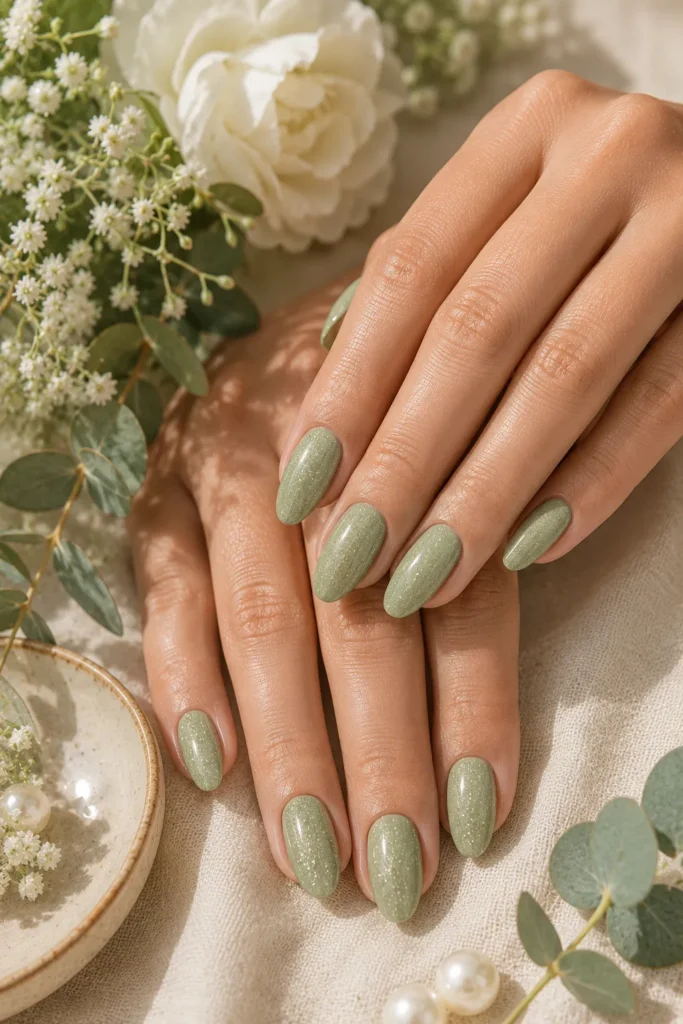 Green Sparkly Nails