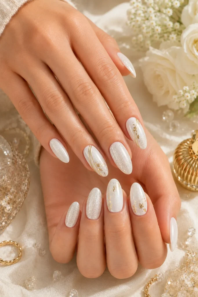 White Glitter Nails