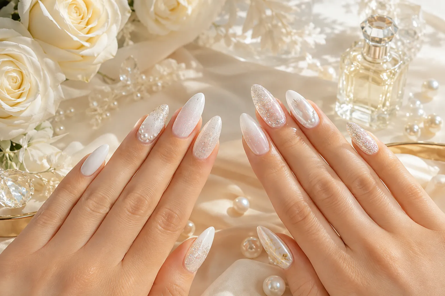 White Glitter Nails