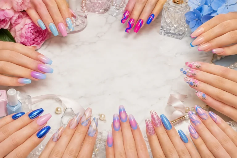 Pink and Blue Nails