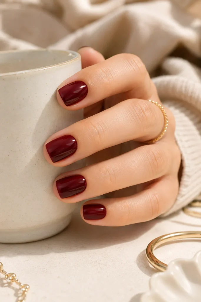 Dark Red Nails