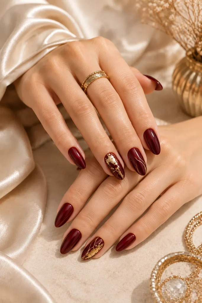 Dark Red Nails